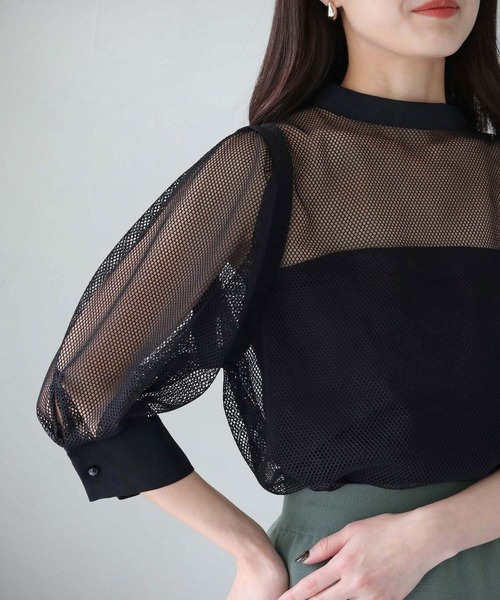 cheriella（シェリエラ）の「【cheriella】WEB限定メッシュブラウス（シャツ/ブラウス・レディース・ブラック/オフホワイト・M）」の5枚目の写真