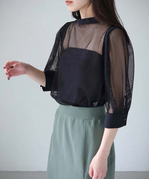 cheriella（シェリエラ）の「【cheriella】WEB限定メッシュブラウス（シャツ/ブラウス・レディース・ブラック/オフホワイト・M）」の21枚目の写真
