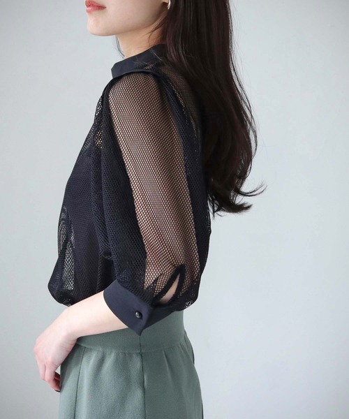cheriella（シェリエラ）の「【cheriella】WEB限定メッシュブラウス（シャツ/ブラウス・レディース・ブラック/オフホワイト・M）」の13枚目の写真