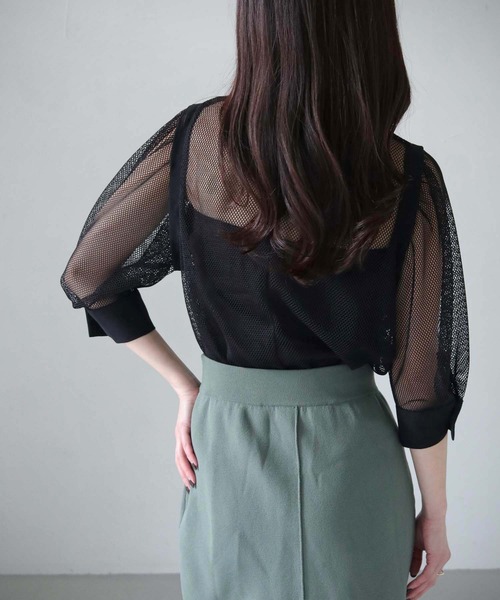cheriella（シェリエラ）の「【cheriella】WEB限定メッシュブラウス（シャツ/ブラウス・レディース・ブラック/オフホワイト・M）」の15枚目の写真
