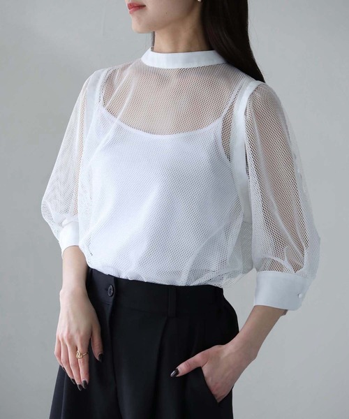 cheriella（シェリエラ）の「【cheriella】WEB限定メッシュブラウス（シャツ/ブラウス・レディース・ブラック/オフホワイト・M）」の16枚目の写真