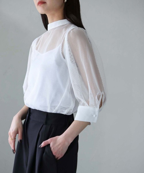 cheriella（シェリエラ）の「【cheriella】WEB限定メッシュブラウス（シャツ/ブラウス・レディース・ブラック/オフホワイト・M）」の3枚目の写真