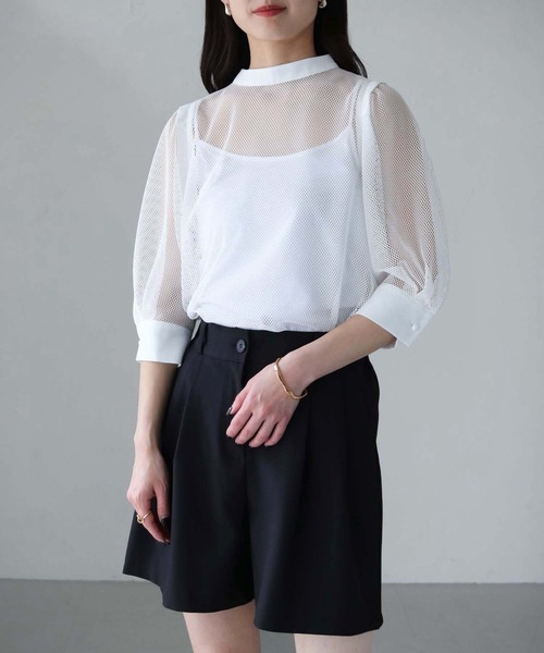 cheriella（シェリエラ）の「【cheriella】WEB限定メッシュブラウス（シャツ/ブラウス・レディース・ブラック/オフホワイト・M）」の22枚目の写真