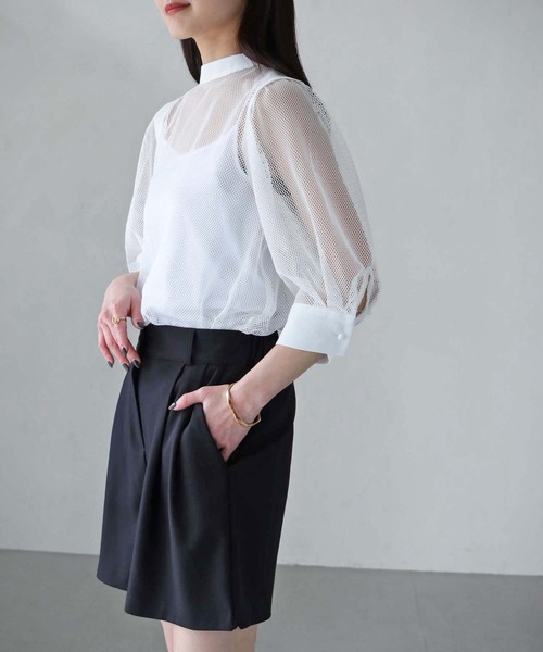 cheriella（シェリエラ）の「【cheriella】WEB限定メッシュブラウス（シャツ/ブラウス・レディース・ブラック/オフホワイト・M）」の7枚目の写真