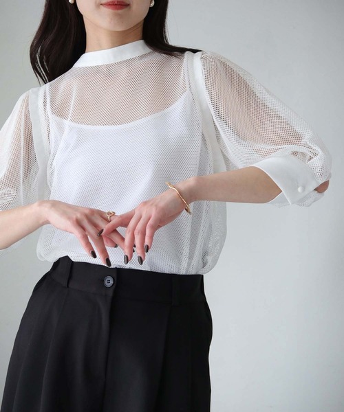 cheriella（シェリエラ）の「【cheriella】WEB限定メッシュブラウス（シャツ/ブラウス・レディース・ブラック/オフホワイト・M）」の11枚目の写真