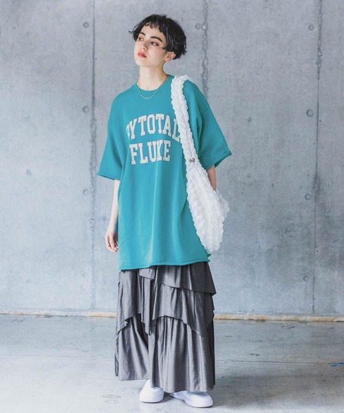 PAGEBOY（ページボーイ）の「パウダーカレッジミニウラケ（Tシャツ/カットソー・レディース・オートミール/ターコイズブルー/ブラック・FREE）」の5枚目の写真