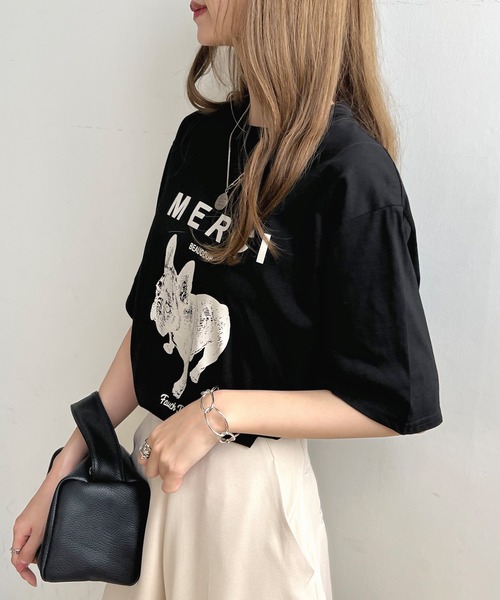 Futier land(フューティアランド)の「【綿100%】半袖MERCIロゴTシャツ(Tシャツ/カットソー・レディース・ホワイト/ベージュ/ブラック/杢グレー・FREE)」の14枚目の写真