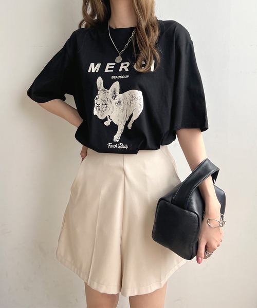 Futier land(フューティアランド)の「【綿100%】半袖MERCIロゴTシャツ(Tシャツ/カットソー・レディース・ホワイト/ベージュ/ブラック/杢グレー・FREE)」の18枚目の写真