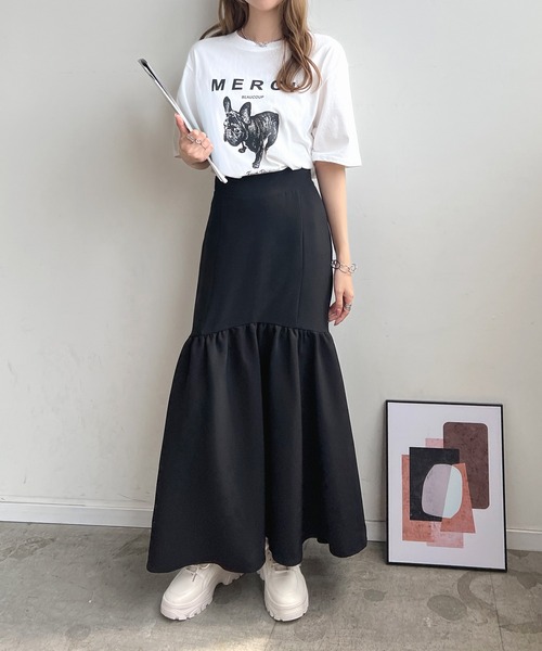 Futier land(フューティアランド)の「【綿100%】半袖MERCIロゴTシャツ(Tシャツ/カットソー・レディース・ホワイト/ベージュ/ブラック/杢グレー・FREE)」の20枚目の写真