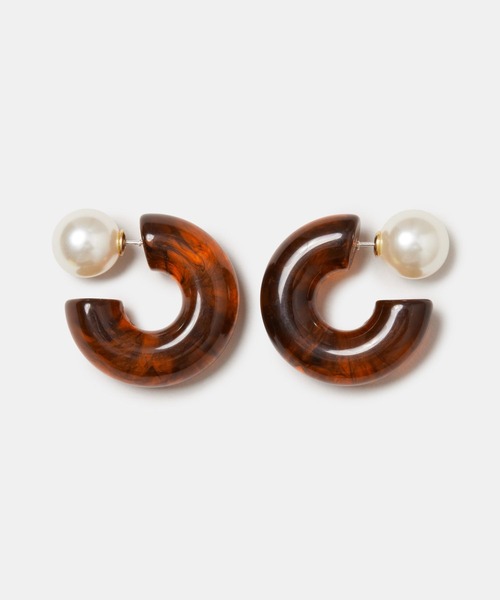 FOREVER 21(フォーエバー トゥエンティーワン)の「マーブルリングピアス(ピアス(両耳用)・レディース・グレー系その他/ブラウン/オフホワイト・FREE)」の1枚目の写真