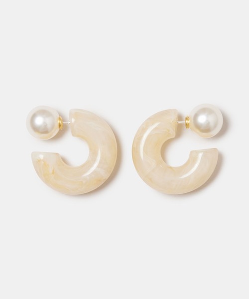 FOREVER 21(フォーエバー トゥエンティーワン)の「マーブルリングピアス(ピアス(両耳用)・レディース・グレー系その他/ブラウン/オフホワイト・FREE)」の2枚目の写真