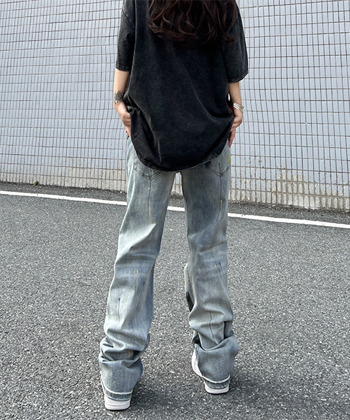 c.u.l(シーユーエル)の「ユニセックス ヴィンテージ風ペイントダメージデニム culw457(デニムパンツ・レディース・ライトブルー・L/M/XL)」の5枚目の写真