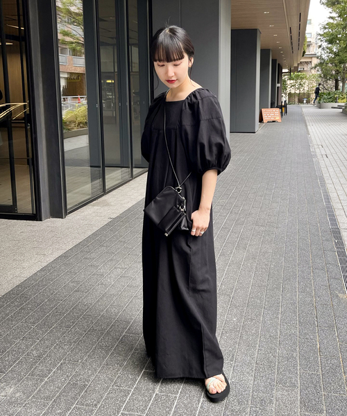 再値下げ　スクランプシャス　インディゴ ボリュームスリーブ ワンピース セレモニーにも】〈亀恭子さんコラボ〉ボリュームスリーブロング
