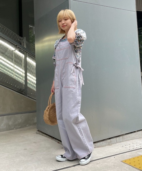 「HELLO.SANFRANCISCO」 オーバーオール FREE ピンク レディース ハローサンフランシスコ 刺繍 デニム サロペット オーバーオール こ