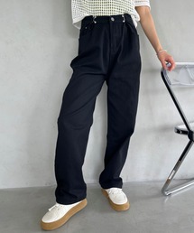 タックデザイン ストレートカラーデニムパンツ