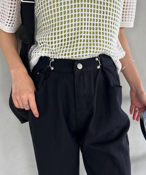 CLEA(クレア)の「タックデザイン ストレートカラーデニムパンツ(デニムパンツ・レディース・ピンク/ホワイト/サックスブルー/ブラック/ブルー・L/M)」の8枚目の写真