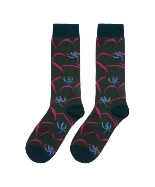 JNBY(ジェーエヌビーワイ)の「RetroOriental Jacquard Cotton-blend Crew Socks / ソックス(ソックス/靴下・レディース・グリーン系その他5/ブラウン系その他5/ブラック系その他・ONE SIZE)」の1枚目の写真