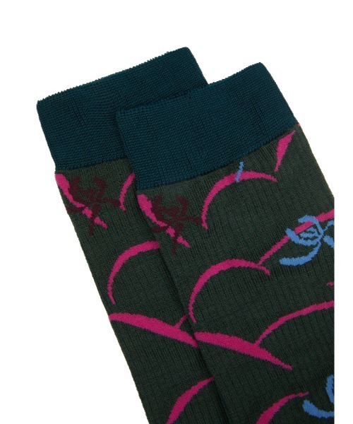 JNBY(ジェーエヌビーワイ)の「RetroOriental Jacquard Cotton-blend Crew Socks / ソックス(ソックス/靴下・レディース・グリーン系その他5/ブラウン系その他5/ブラック系その他・ONE SIZE)」の9枚目の写真