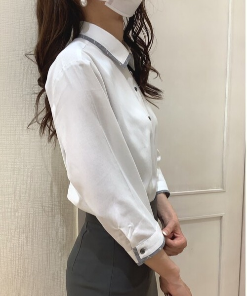 TOKYO SHIRTS(トウキョウシャツ)の「透け防止 形態安定ノーアイロン ワイド 七分袖ビジネスワイシャツ(ビジネスシャツ・レディース・ホワイト・S/M/L/LL/XL)」の9枚目の写真