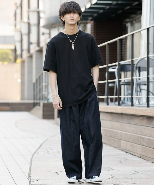 Bling Leads（ブリングリーズ）の「ランダムストライプ ワッフル / クルーネック サーマルTシャツ（Tシャツ/カットソー・メンズ・ブラック/グレー/ホワイト・M/L）」の5枚目の写真