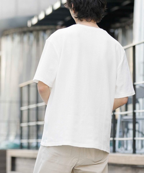 Bling Leads（ブリングリーズ）の「ランダムストライプ ワッフル / クルーネック サーマルTシャツ（Tシャツ/カットソー・メンズ・ブラック/グレー/ホワイト・M/L）」の16枚目の写真