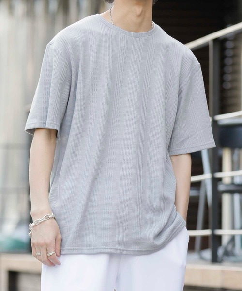Bling Leads（ブリングリーズ）の「ランダムストライプ ワッフル / クルーネック サーマルTシャツ（Tシャツ/カットソー・メンズ・ブラック/グレー/ホワイト・M/L）」の18枚目の写真