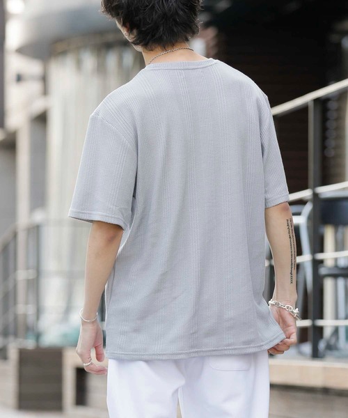 Bling Leads（ブリングリーズ）の「ランダムストライプ ワッフル / クルーネック サーマルTシャツ（Tシャツ/カットソー・メンズ・ブラック/グレー/ホワイト・M/L）」の20枚目の写真