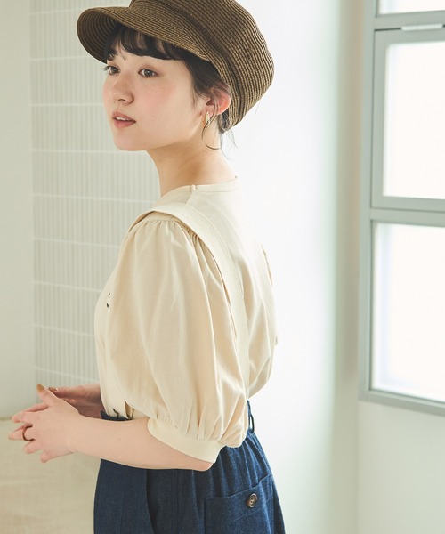 Crisp（クリスプ）の「パフスリーブTシャツ（Tシャツ/カットソー・レディース・アイボリー/ベージュ/ブラック・FREE）」の16枚目の写真