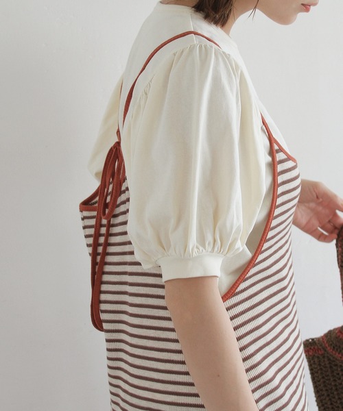 Crisp（クリスプ）の「パフスリーブTシャツ（Tシャツ/カットソー・レディース・アイボリー/ベージュ/ブラック・FREE）」の8枚目の写真