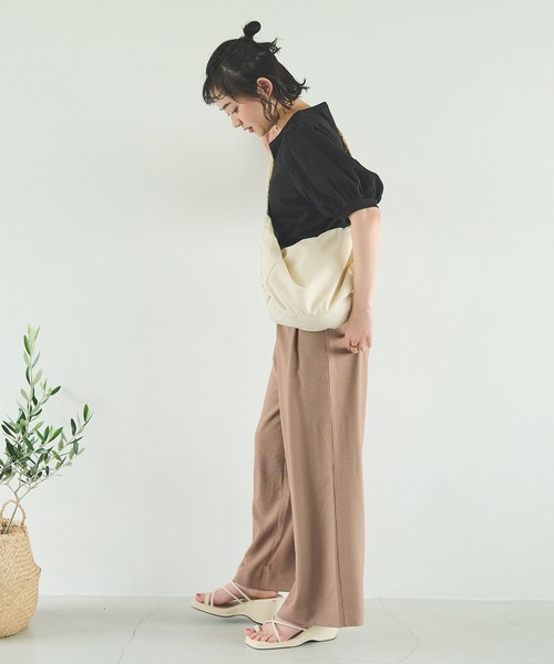 Crisp（クリスプ）の「パフスリーブTシャツ（Tシャツ/カットソー・レディース・アイボリー/ベージュ/ブラック・FREE）」の17枚目の写真