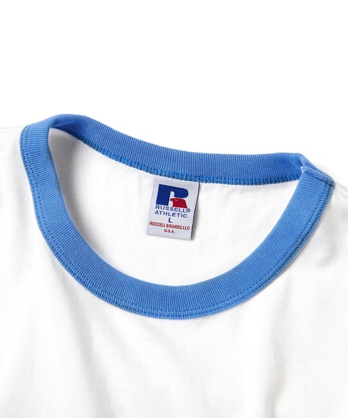 Russell Athletic(ラッセルアスレティック)の「【KINDAI UNIVERSITY】カレッジロゴTシャツB(Tシャツ/カットソー・メンズ・ホワイト/ブルー・XL/S/M/L)」の4枚目の写真