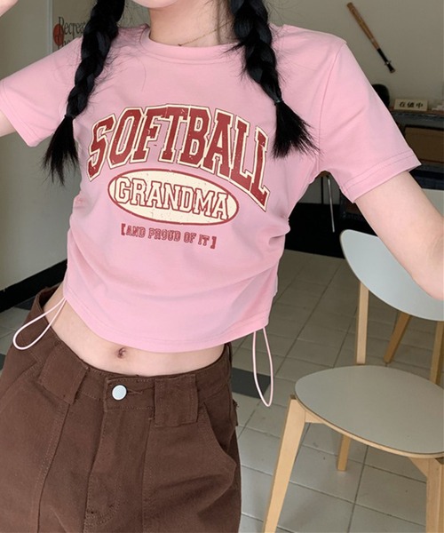 LYEON(リヨン)の「サイドシャーリングロゴTシャツ(Tシャツ/カットソー・レディース・ピンク/ベージュ/ホワイト/チャコールグレー・FREE)」の15枚目の写真
