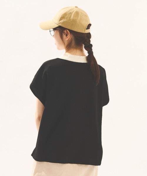 MERLOT（メルロー）の「配色ニットポロトップス（ポロシャツ・レディース・ブラック/ナチュラル・FREE）」の15枚目の写真