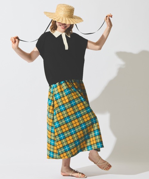 MERLOT（メルロー）の「配色ニットポロトップス（ポロシャツ・レディース・ブラック/ナチュラル・FREE）」の9枚目の写真