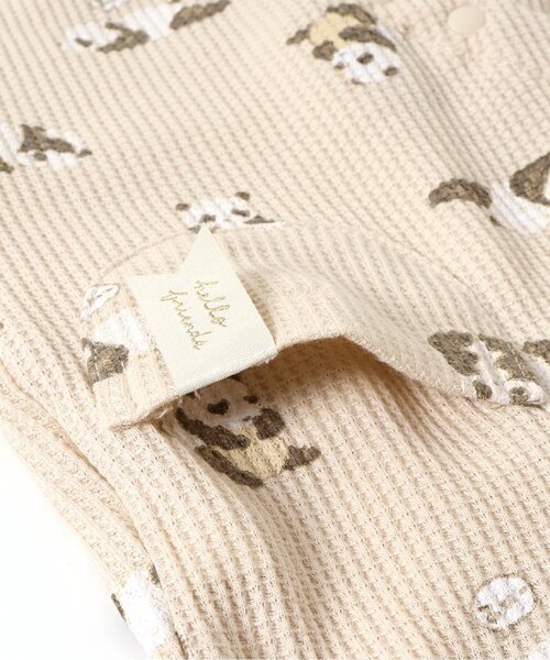 apres les cours（アプレレクール）の「パンダ・ハート・きょうりゅう柄ワッフルカバーオール（ロンパース・キッズ・ミント/アイボリー/ベージュ・80/60/70）」の4枚目の写真