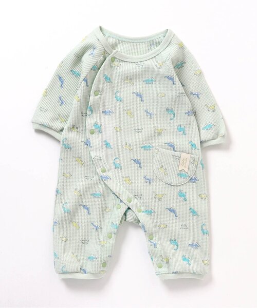 apres les cours（アプレレクール）の「パンダ・ハート・きょうりゅう柄ワッフルカバーオール（ロンパース・キッズ・ミント/アイボリー/ベージュ・80/60/70）」の10枚目の写真