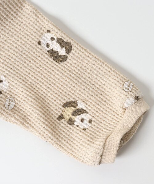 apres les cours（アプレレクール）の「パンダ・ハート・きょうりゅう柄ワッフルカバーオール（ロンパース・キッズ・ミント/アイボリー/ベージュ・80/60/70）」の15枚目の写真