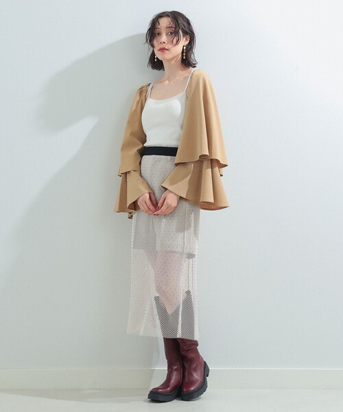 Ray BEAMS（レイビームス）の「Ray BEAMS / フレア アーム ボレロ（カーディガン/ボレロ・レディース・ベージュ/ブラック・ONE SIZE）」の8枚目の写真