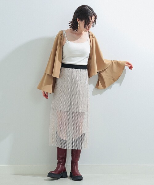 Ray BEAMS（レイビームス）の「Ray BEAMS / フレア アーム ボレロ（カーディガン/ボレロ・レディース・ベージュ/ブラック・ONE SIZE）」の9枚目の写真