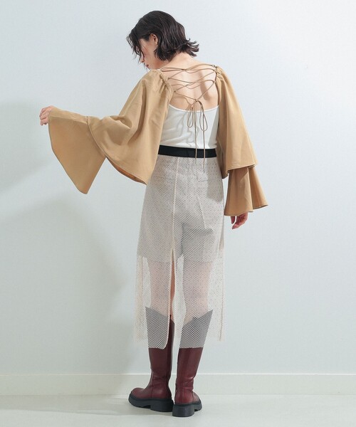 Ray BEAMS（レイビームス）の「Ray BEAMS / フレア アーム ボレロ（カーディガン/ボレロ・レディース・ベージュ/ブラック・ONE SIZE）」の10枚目の写真