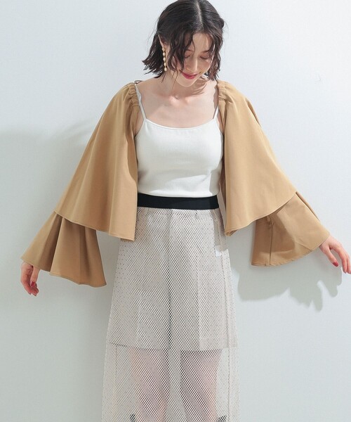 Ray BEAMS（レイビームス）の「Ray BEAMS / フレア アーム ボレロ（カーディガン/ボレロ・レディース・ベージュ/ブラック・ONE SIZE）」の12枚目の写真