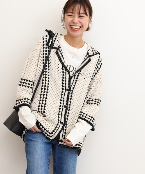 JOURNAL STANDARD relume（ジャーナルスタンダード　レリューム）の「《追加2》クロシェラインシャツカーディガン（カーディガン/ボレロ・レディース・ベージュ・FREE）」の17枚目の写真