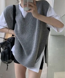 【 ammy. / エイミードット 】 オーバーサイズ Vネック ニット ベスト