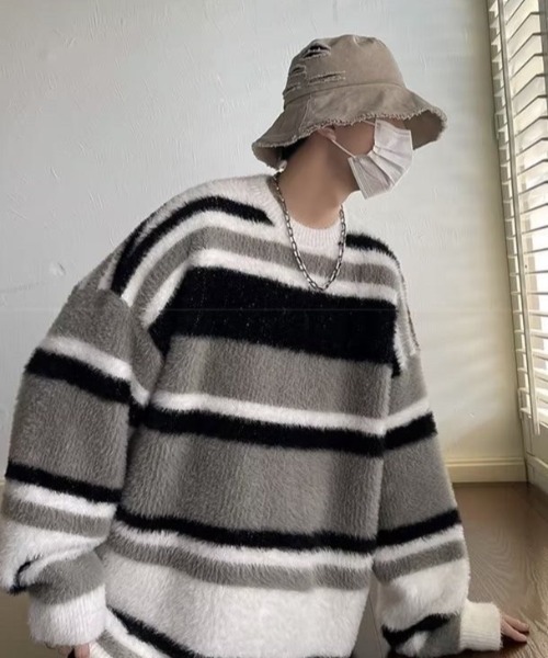 B.R.U（ブル）の「シャギーボーダーニット（ニット/セーター・メンズ・ブラック/レッド・FREE）」の13枚目の写真