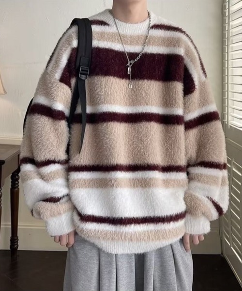 B.R.U（ブル）の「シャギーボーダーニット（ニット/セーター・メンズ・ブラック/レッド・FREE）」の14枚目の写真