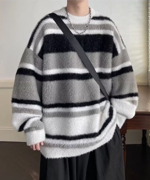 B.R.U（ブル）の「シャギーボーダーニット（ニット/セーター・メンズ・ブラック/レッド・FREE）」の15枚目の写真