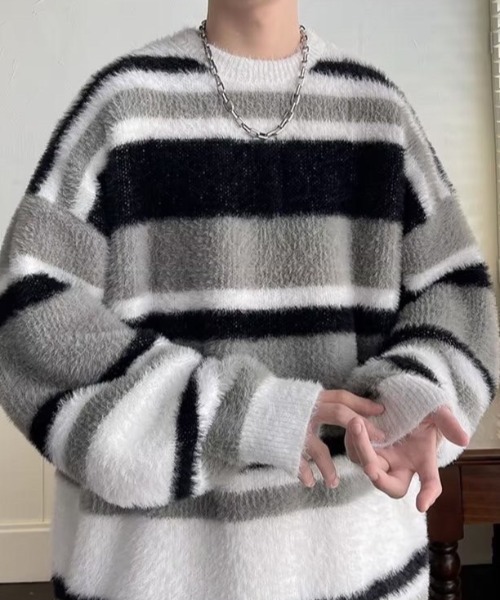 B.R.U（ブル）の「シャギーボーダーニット（ニット/セーター・メンズ・ブラック/レッド・FREE）」の20枚目の写真