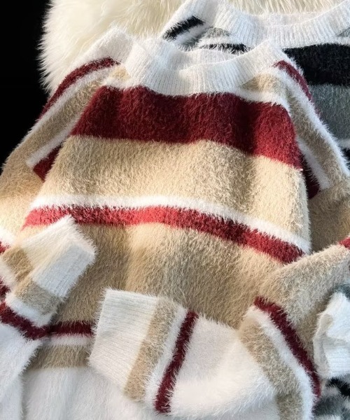 B.R.U（ブル）の「シャギーボーダーニット（ニット/セーター・メンズ・ブラック/レッド・FREE）」の21枚目の写真
