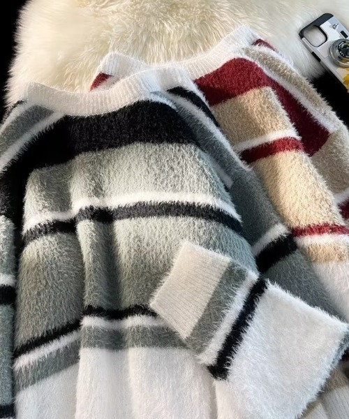 B.R.U（ブル）の「シャギーボーダーニット（ニット/セーター・メンズ・ブラック/レッド・FREE）」の22枚目の写真