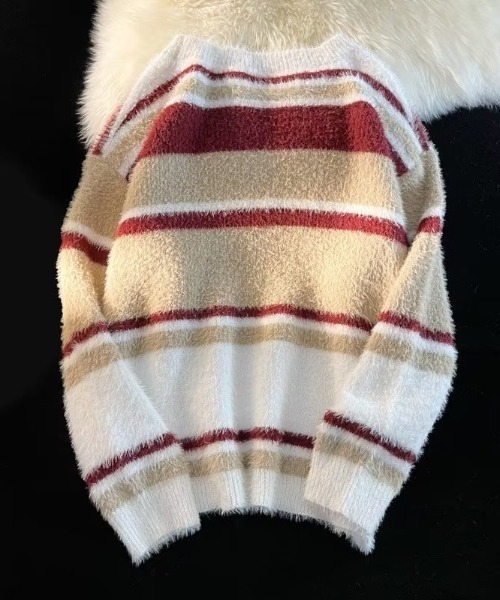 B.R.U（ブル）の「シャギーボーダーニット（ニット/セーター・メンズ・ブラック/レッド・FREE）」の3枚目の写真